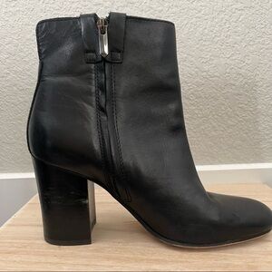 Sam Edelman Black Leather Fairfield Block Heel Booties 7